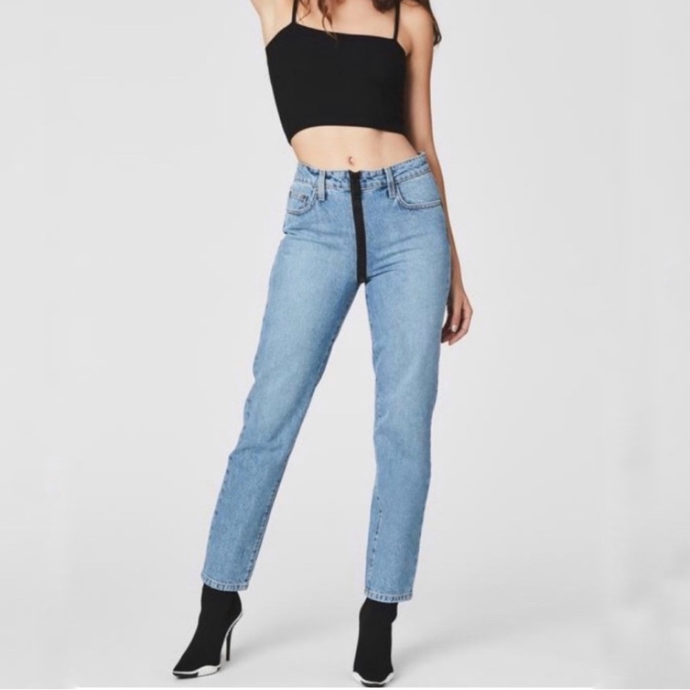 Carmar Denim Womens Size 27 Emelia Jeans Exposed Black Zipper Straight Leg Blue